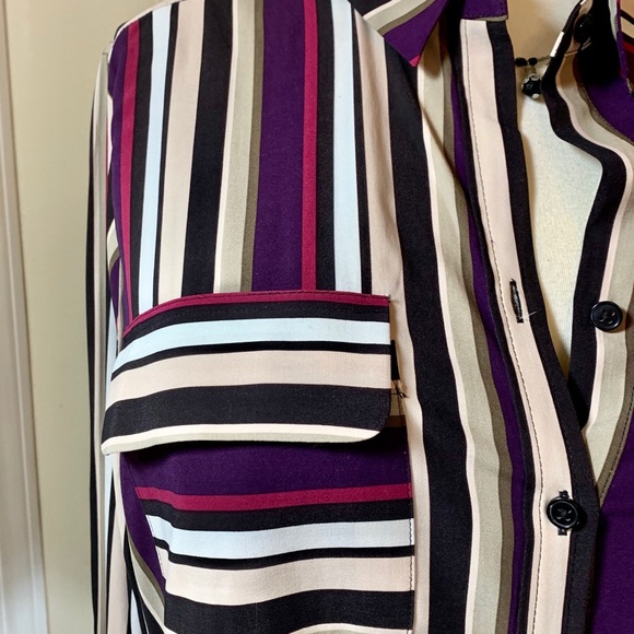 Chico’s Silky Soft Romantic Stripes Blouse - Picture 3 of 7